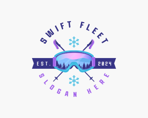 Ski Poles Goggles logo design