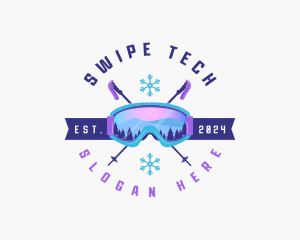 Ski Poles Goggles logo design