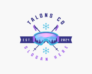 Ski Poles Goggles logo design