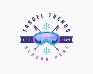 Ski Poles Goggles logo design