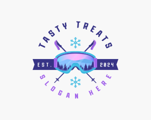 Ski Poles Goggles logo design