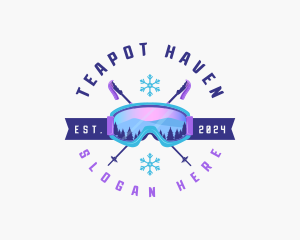 Ski Poles Goggles logo design