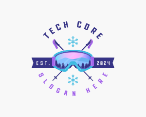 Ski Poles Goggles logo design