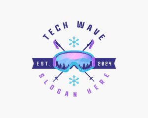 Ski Poles Goggles logo design