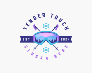 Ski Poles Goggles logo design