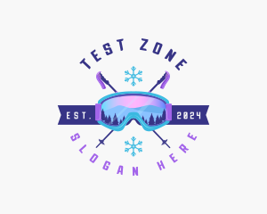 Ski Poles Goggles logo design