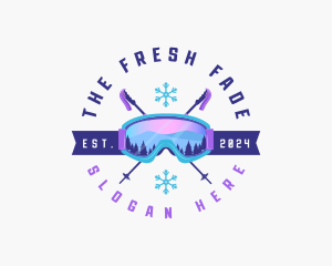 Ski Poles Goggles logo design