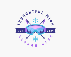 Ski Poles Goggles logo design