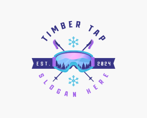 Ski Poles Goggles logo design