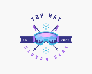 Ski Poles Goggles logo design