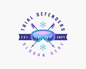 Ski Poles Goggles logo design