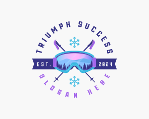 Ski Poles Goggles logo design