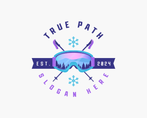 Ski Poles Goggles logo design