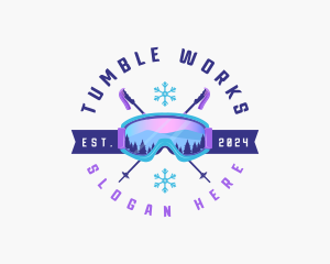 Ski Poles Goggles logo design