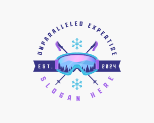 Ski Poles Goggles logo design