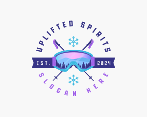 Ski Poles Goggles logo design