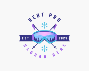 Ski Poles Goggles logo design