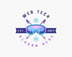 Ski Poles Goggles logo design