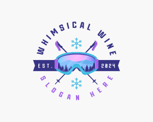 Ski Poles Goggles logo design