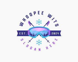 Ski Poles Goggles logo design