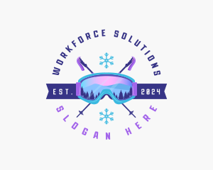 Ski Poles Goggles logo design