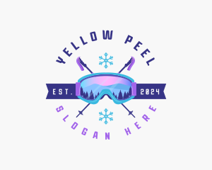 Ski Poles Goggles logo design