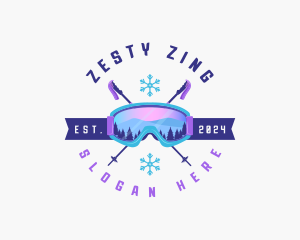 Ski Poles Goggles logo design