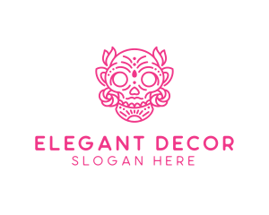 Ornate Floral Skull  logo design