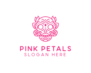 Ornate Floral Skull  logo design