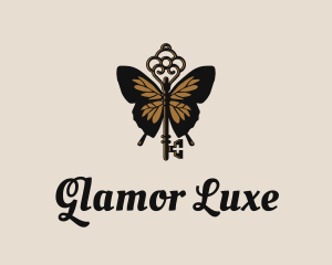 Luxe Butterfly Key logo design