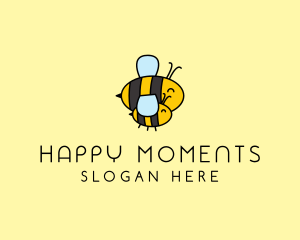 Happy Bee Insect logo design