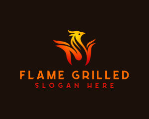 Fire Flame Chicken logo design