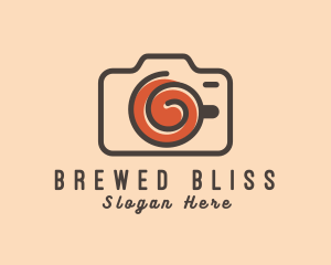 Swirl Camera Coffee Cup logo design