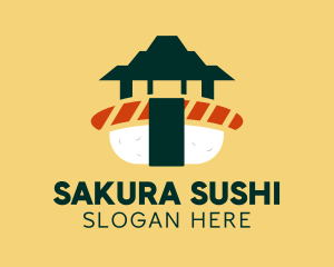 Japanese Temple Sushi  logo design