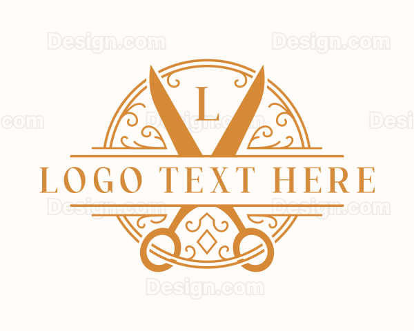 Elegant Ornament Scissors Logo