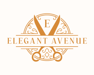 Elegant Ornament Scissors  logo design