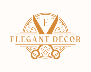 Elegant Ornament Scissors  logo design