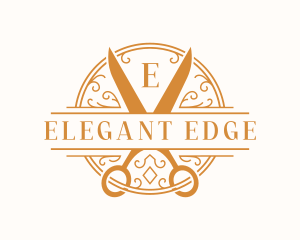 Elegant Ornament Scissors  logo design