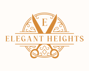 Elegant Ornament Scissors  logo design