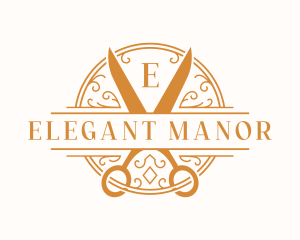 Elegant Ornament Scissors  logo design