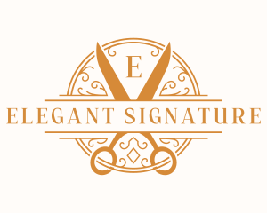 Elegant Ornament Scissors  logo design