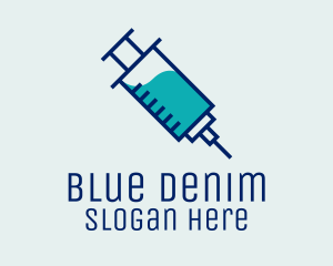 Blue Vaccine Needle logo design