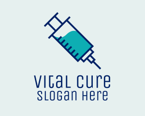 Blue Vaccine Needle logo design