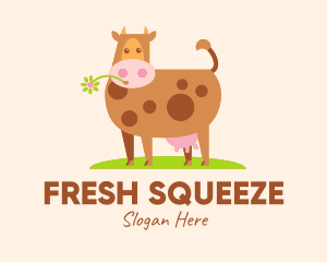 Farm Cartoon Cow logo design