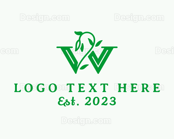 Vine Plant Letter W Logo