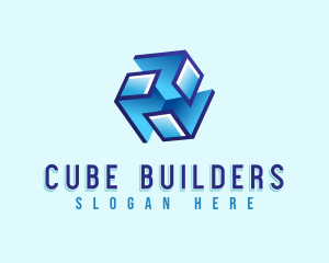 Geometric Tech Cube logo design