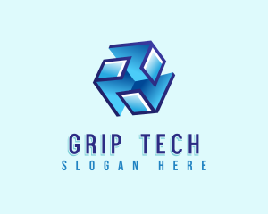 Geometric Tech Cube logo design