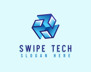 Geometric Tech Cube logo design