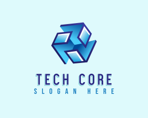 Geometric Tech Cube logo design