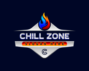 Heating Cooling Flame logo design